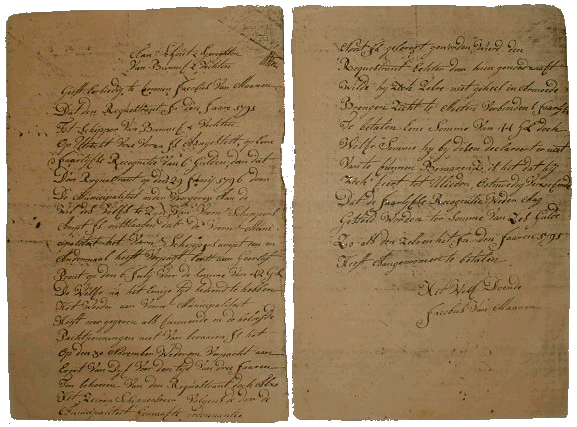 brief Jacobus van Maanen ca 1796